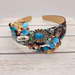 Beaded Headband with Turquoise Accents